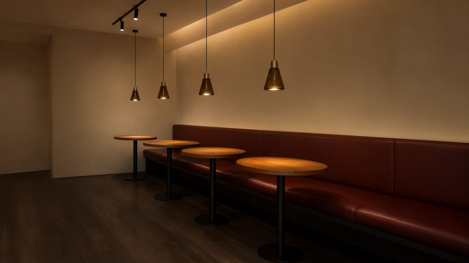 Pendant lighting over a restaurant bar